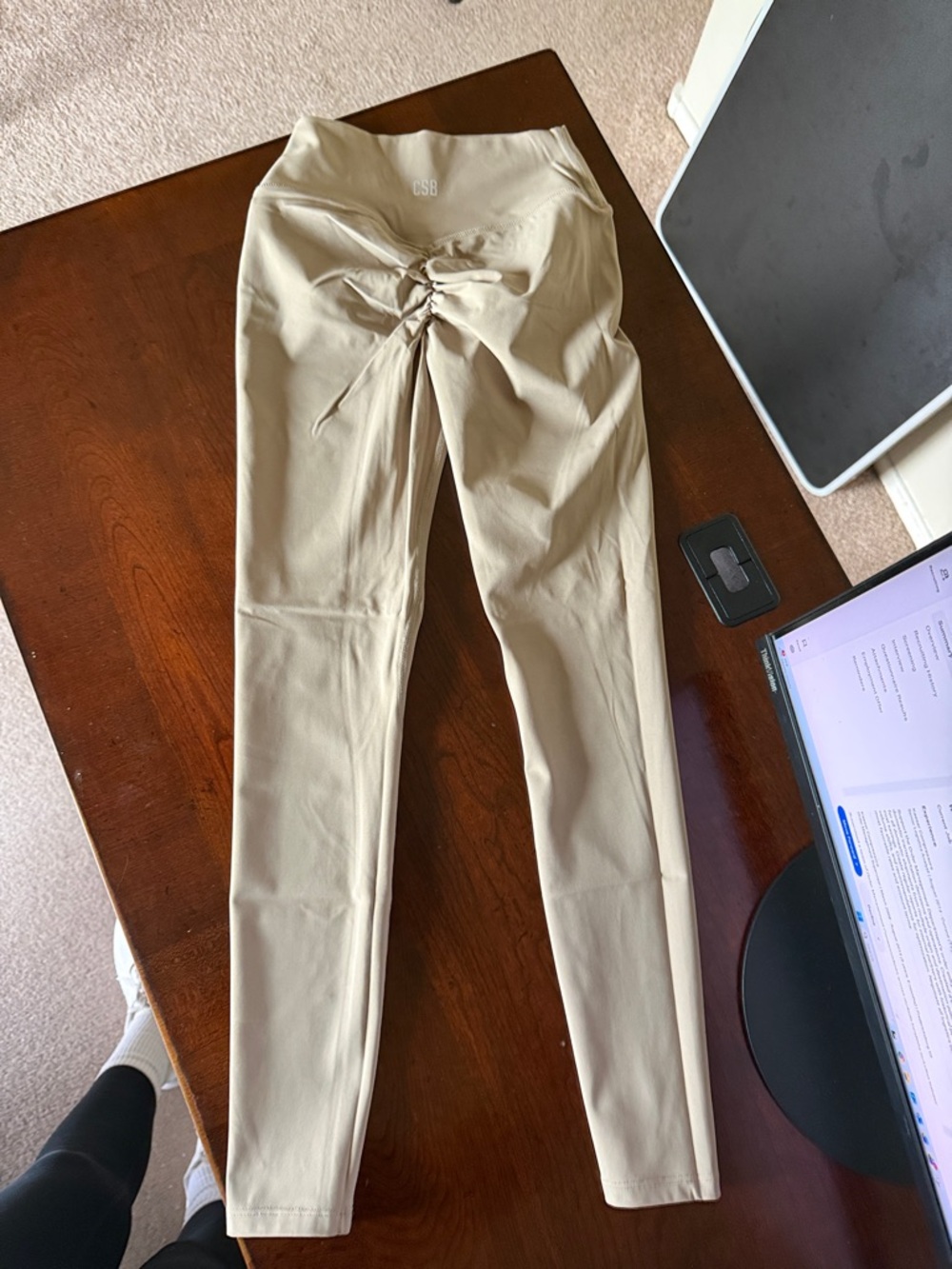 Crop Shop Boutique Almond High-Rise Leggings by Isabelle Mathers freedom fabric